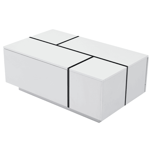 Mesa de centro quadrada 100x60x40 cm - Mesa de sala com quatro gavetas, tampo deslizante, até 30 kg - Branco Mesa de centro quadrada 100x60x40 cm - Mesa de sala com quatro gavetas, tampo deslizante, até 30 kg - Branco