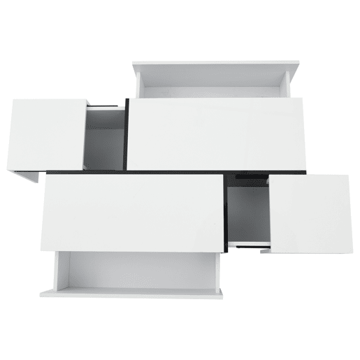 Mesa de centro quadrada 100x60x40 cm - Mesa de sala com quatro gavetas, tampo deslizante, até 30 kg - Branco Mesa de centro quadrada 100x60x40 cm - Mesa de sala com quatro gavetas, tampo deslizante, até 30 kg - Branco