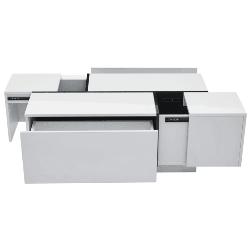 Mesa de centro quadrada 100x60x40 cm - Mesa de sala com quatro gavetas, tampo deslizante, até 30 kg - Branco Mesa de centro quadrada 100x60x40 cm - Mesa de sala com quatro gavetas, tampo deslizante, até 30 kg - Branco
