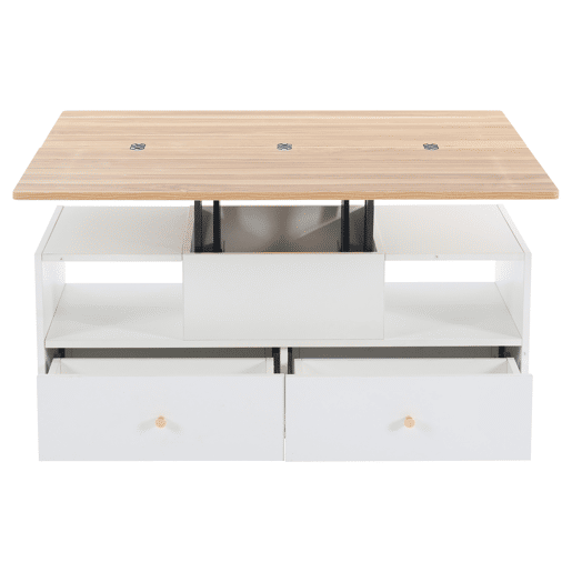 Mesa de sala elevável 100x50x47,5 cm - Mesa com função dobrável, 4 gavetas, 2 mesas hidráulicas, com rodas universais