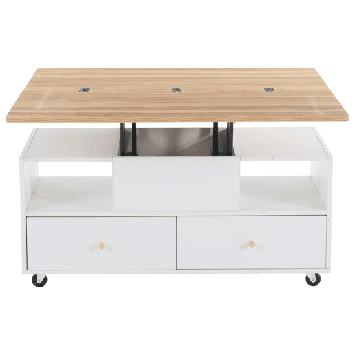 Mesa de sala elevável 100x50x47,5 cm - Mesa com função dobrável, 4 gavetas, 2 mesas hidráulicas, com rodas universais