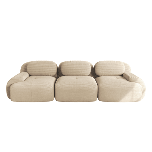Sofá modular de 3 lugares - combinável, antiderrapante, sem montagem, braços ergonómicos e estofamento de alta elasticidade - Bege