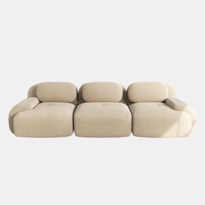 Sofá modular de 3 lugares - combinável, antiderrapante, sem montagem, braços ergonómicos e estofamento de alta elasticidade - Bege