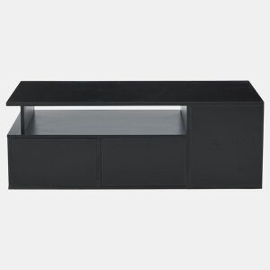 Mesa de centro 100x50x35 cm - Mesa de sala com LED, 2 gavetas, capacidade para 60 kg - Preta