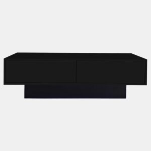 Mesa de centro moderna 115 x 55 x 34 cm - 2 gavetas, iluminação LED, capacidade para 30 kg - Preto