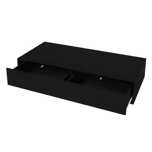 Mesa de centro moderna 115 x 55 x 34 cm - 2 gavetas, iluminação LED, capacidade para 30 kg - Preto Mesa de centro moderna 115 x 55 x 34 cm - 2 gavetas, iluminação LED, capacidade para 30 kg - Preto