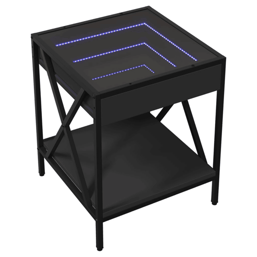 Mesa De Cabeceira - Mesinha De Cabeceira com luzes LED Infinity 40x40x49 cm preto