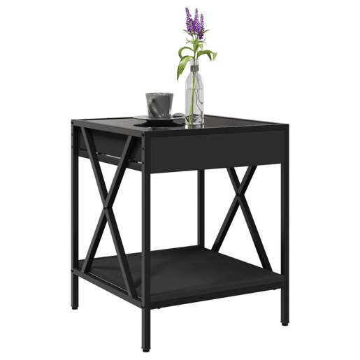 Mesa De Cabeceira - Mesinha De Cabeceira com luzes LED Infinity 40x40x49 cm preto