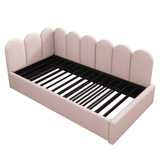 Cama divã 90x200 cm - Sofá-cama com cama extraível 90x190 cm, cama infantil com estrado, veludo, Rosa