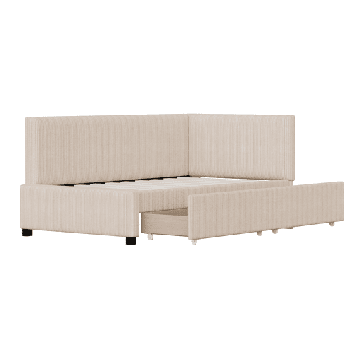 Sofá-cama 90x200 - Multifuncional com 2 gavetas de arrumação e estrado - Bege