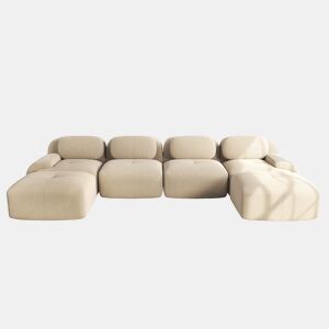 Sofá modular em U - 4 lugares - sem montagem, veludo cotelê respirável, enchimento 32D de alta elasticidade, braços extra largos, ergonómico, adequado para animais de estimação - Bege