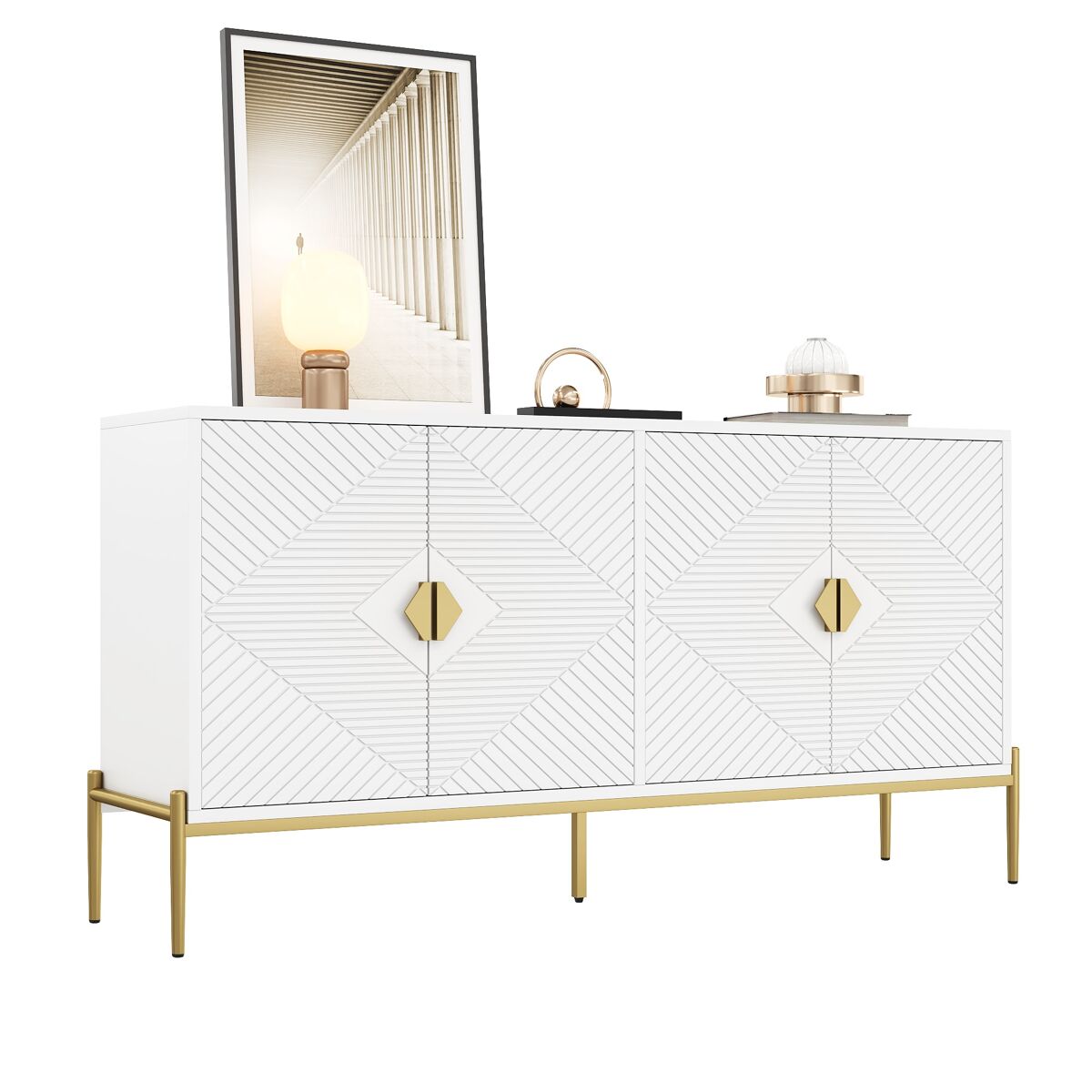 Aparador de mdf con 4 puertas,blanco