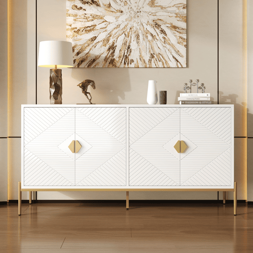 Aparador de mdf com 4 portas,branco Aparador de mdf com 4 portas,branco