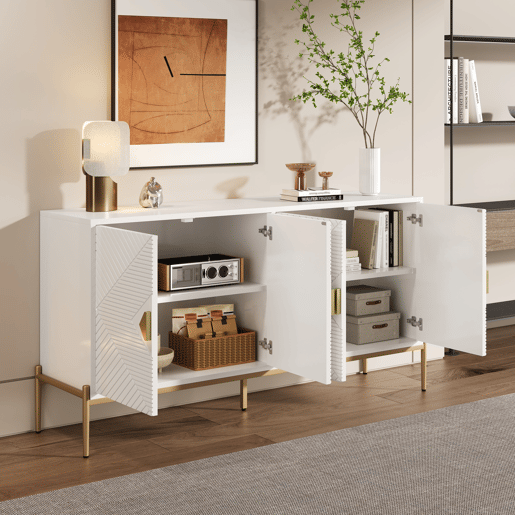 Aparador de mdf com 4 portas,branco Aparador de mdf com 4 portas,branco