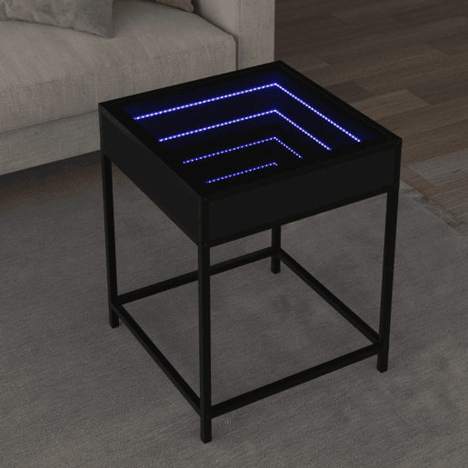 Mesa De Cabeceira - Mesinha De Cabeceira com luzes LED Infinity 40x40x51 cm preto