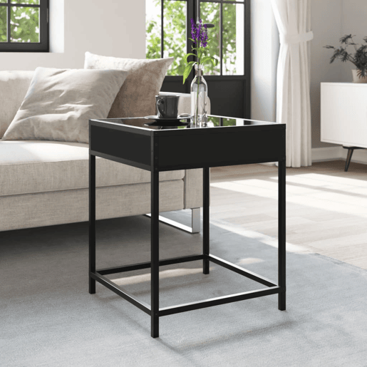 Mesa De Cabeceira - Mesinha De Cabeceira com luzes LED Infinity 40x40x51 cm preto