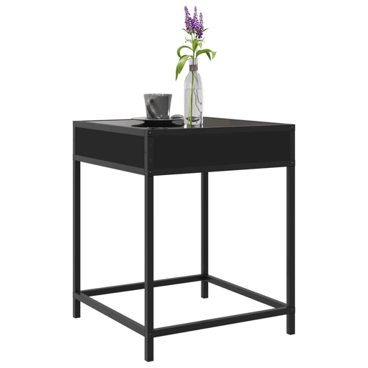Mesa De Cabeceira - Mesinha De Cabeceira com luzes LED Infinity 40x40x51 cm preto