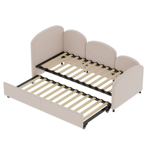 Sofá-cama tamanho twin - com gavetas de arrumação, estofado em veludo - rosa