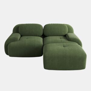 Sofá modular 82'' - Cordão macio, combinável, com braços curvos, sem montagem, espuma elástica - Verde