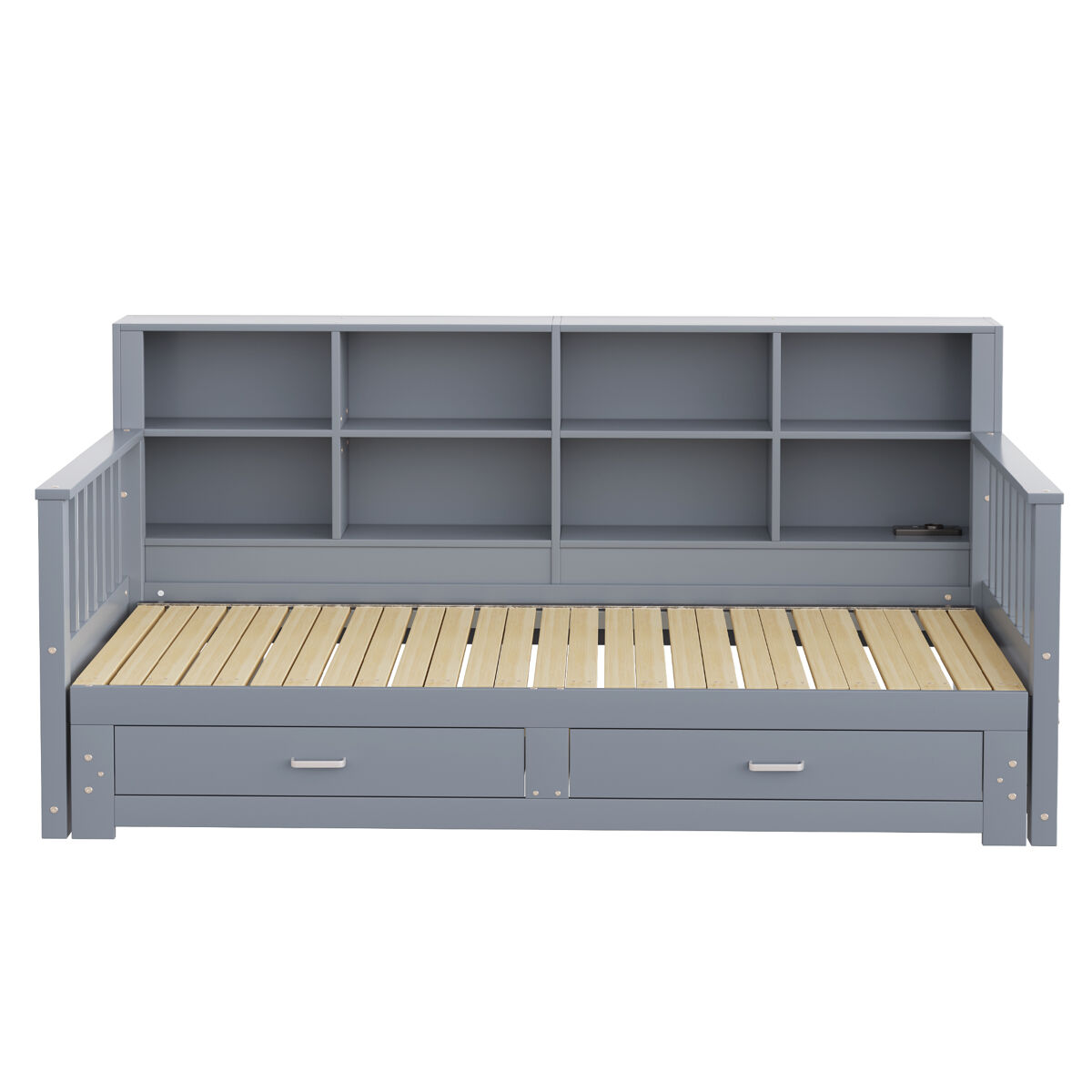 Sofá cama extensible 90/180x190 cm - con armario de almacenamiento, 2 cajones y somier, multifuncional - gris