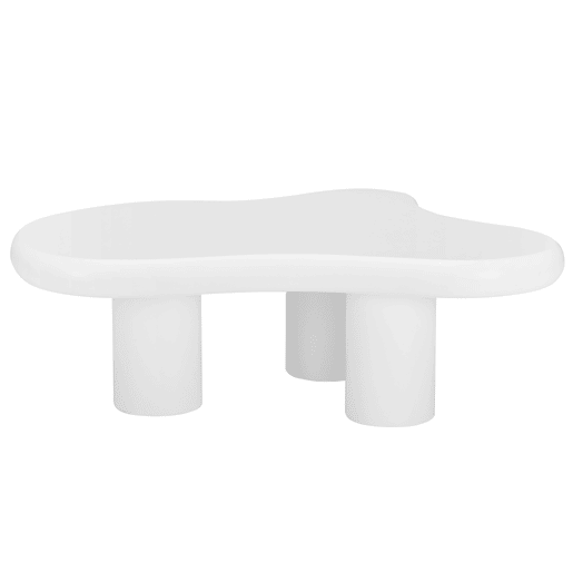 Mesa de centro irregular em forma de nuvem 97x67x32cm - MDF com almofadas de feltro, superfície lacada - Creativa