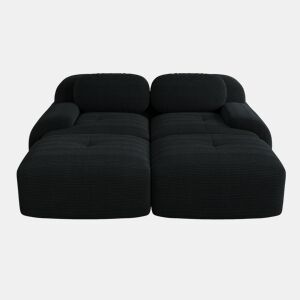 Sofá de 2 lugares - Modular com chaise longue, antiderrapante, apoios de braços ergonómicos e estofamento elástico - Preto