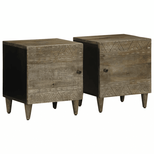 Lote de 2 Mesas De Cabeceira - Mesinhas De Cabeceira cinzento claro 40x33x46 cm