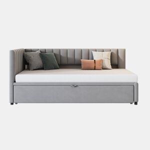 Sofá-cama multifuncional 90180*200 cm - Design compacto, cama extraível, estofado em veludo - Cinza
