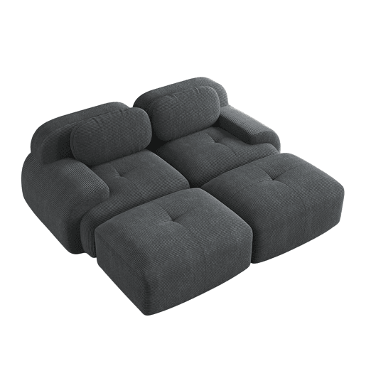 Sofá modular de 2 lugares - com chaise longue, antiderrapante, ergonómico - Cinza