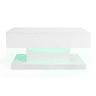 Mesa de centro elevável 100x50x45 cm - Com LED, superfície elevável e design deslizante lateral, elevação hidráulica e armazenamento - Branco
