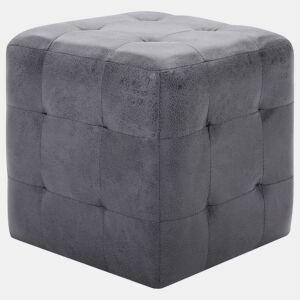 Lote de 2 Mesas De Cabeceira - Mesinhas De Cabeceira 30x30x30 cm camurça artificial cinzento