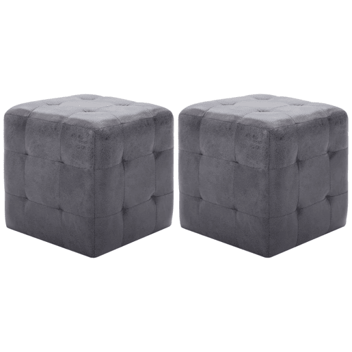 Lote de 2 Mesas De Cabeceira - Mesinhas De Cabeceira 30x30x30 cm camurça artificial cinzento