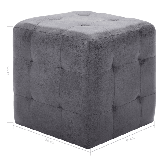 Lote de 2 Mesas De Cabeceira - Mesinhas De Cabeceira 30x30x30 cm camurça artificial cinzento