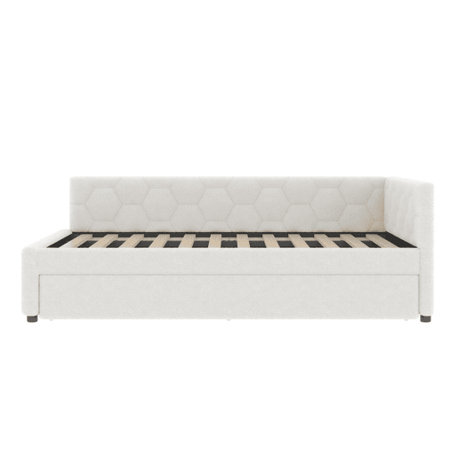 Cama Daybett 140x200cm - Sofá-cama, com candeeiro de mesa, cama extensível multifuncional, porta USB e Tipo-C, sem colchão - Branco