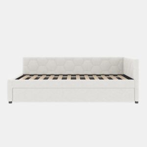 Cama Daybett 140x200cm - Sofá-cama, com candeeiro de mesa, cama extensível multifuncional, porta USB e Tipo-C, sem colchão - Branco