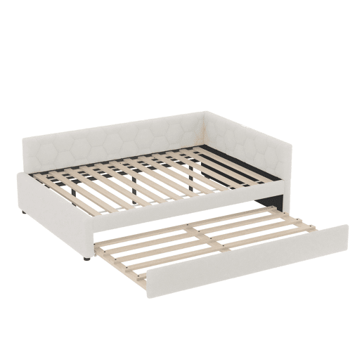 Cama Daybett 140x200cm - Sofá-cama, com candeeiro de mesa, cama extensível multifuncional, porta USB e Tipo-C, sem colchão - Branco