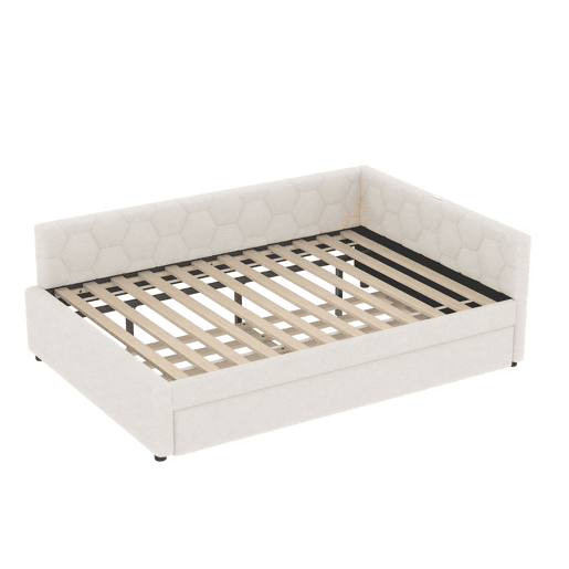 Cama Daybett 140x200cm - Sofá-cama, com candeeiro de mesa, cama extensível multifuncional, porta USB e Tipo-C, sem colchão - Branco