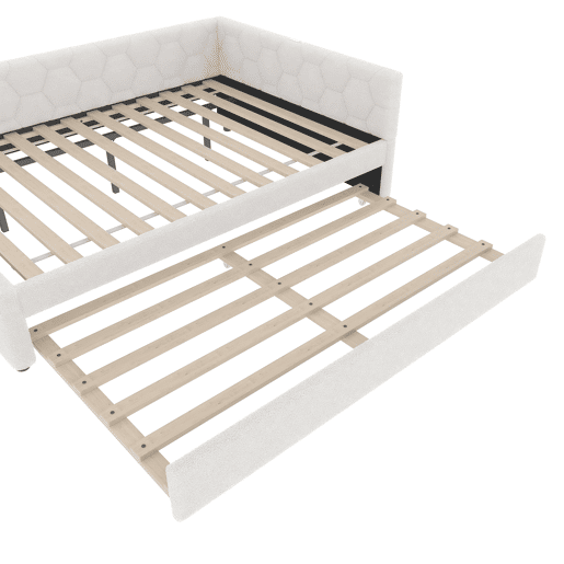 Cama Daybett 140x200cm - Sofá-cama, com candeeiro de mesa, cama extensível multifuncional, porta USB e Tipo-C, sem colchão - Branco