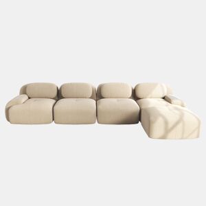 Sofá de canto para 4 pessoas - 32D almofadado de alta elasticidade, antiderrapante, com chaise longue, braços extra largos, combinável, sem montagem - Bege