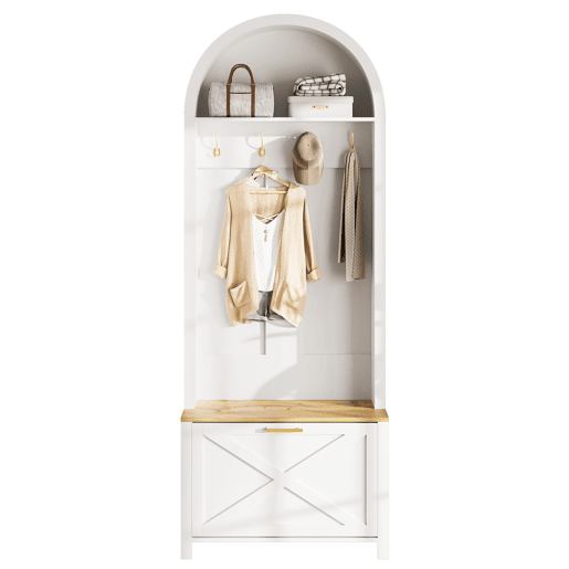 Móvel de entrada de mdf com sapateira,branco