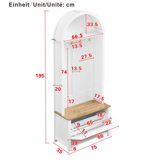 Móvel de entrada de mdf com sapateira,branco