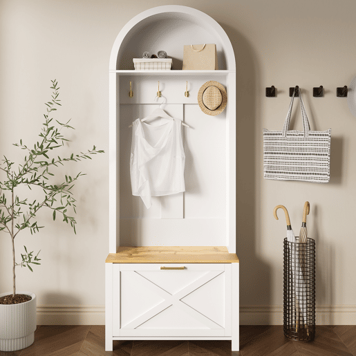 Móvel de entrada de mdf com sapateira,branco