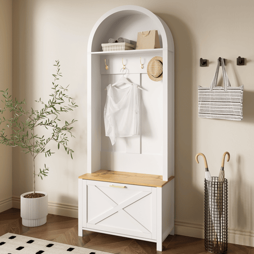 Móvel de entrada de mdf com sapateira,branco