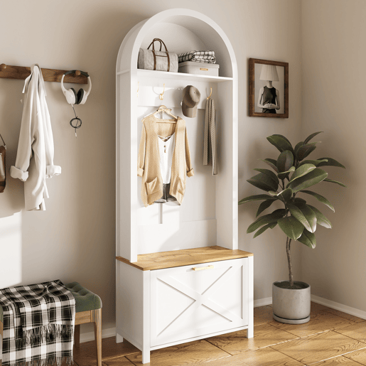 Móvel de entrada de mdf com sapateira,branco
