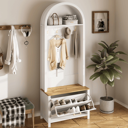 Móvel de entrada de mdf com sapateira,branco