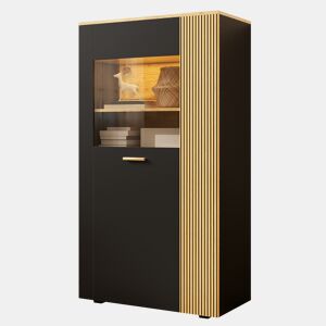 Vitrine de painel de partículas com 1 porta e luz led,preto
