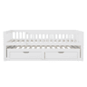 Sofá-cama em madeira maciça 90 x 200 cm - grade de segurança completa, cama extensível com 2 gavetas e estrado - branco