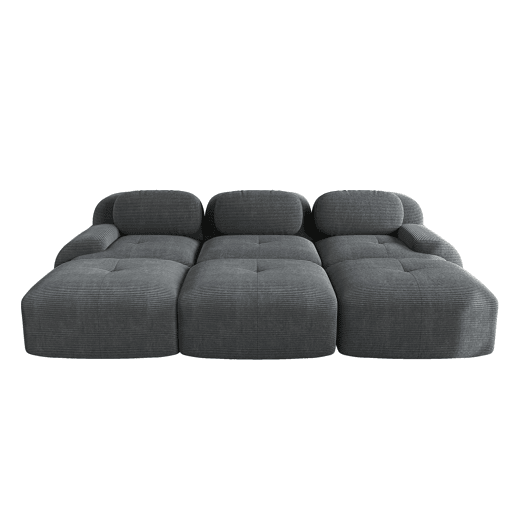 Sofá modular de 3 lugares - com 3 pufes, braços ultrafinos, montagem sem ferramentas, adequado para animais de estimação - Cinza
