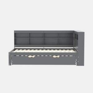 Sofá-cama 90x200 - Cama extraível 90x190 com porta USB e vários compartimentos - Cinza