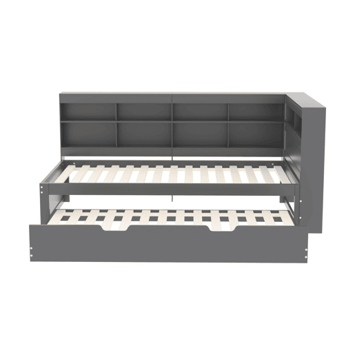 Sofá-cama 90x200 - Cama extraível 90x190 com porta USB e vários compartimentos - Cinza